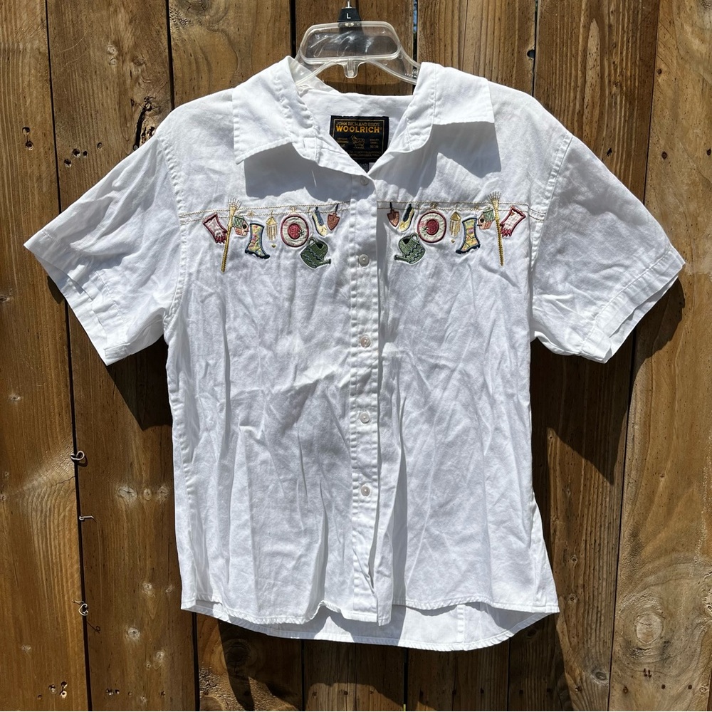 Woolrich Gardener White Embroidered Button Down Shirt